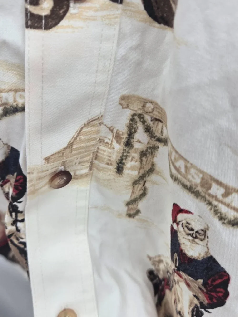 Vintage Bit & Bridle Western Christmas Santa Button Down Shirt Size XL - Picture 8 of 12